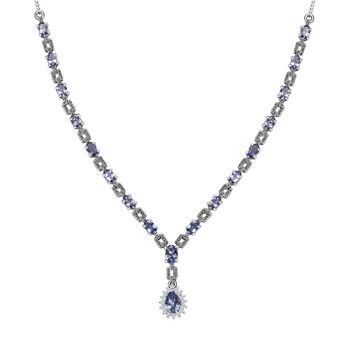 Tansanit Halskette ca. 45 cm 925 Silber platiniert ca. 5.02 ct