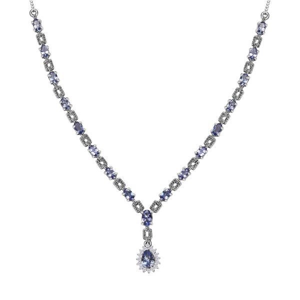 Tansanit und Zirkon 45cm Halskette - 5,02 ct. image number 0