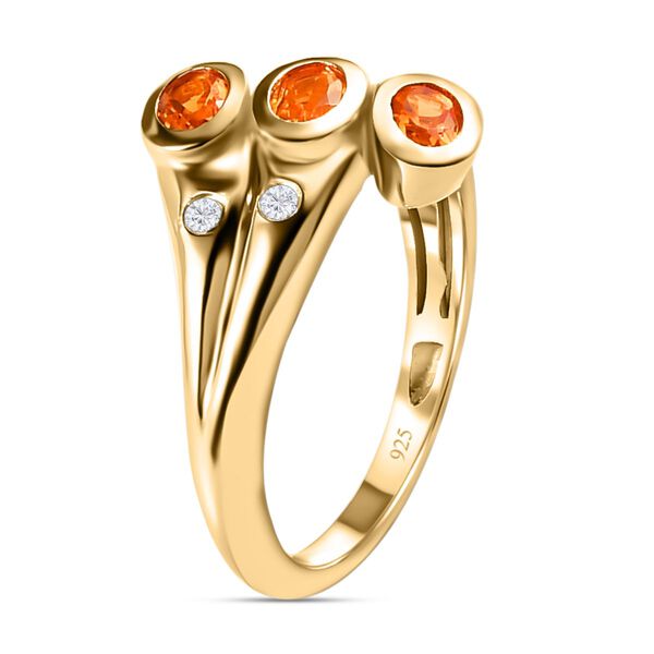 Salamanca Feueropal und wei&szlig;er Zirkon-Ring, 925 Silber vergoldet (Gr&ouml;&szlig;e 17.00) ca. 0,49 ct image number 5