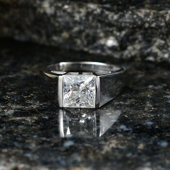 D'Joy Moissanit Herrenring 925 Silber rhodiniert - 2,79 ct.