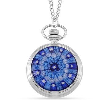 STRADA - Blaues Murano-Stil Glas Uhren 91.4 cm Eisen