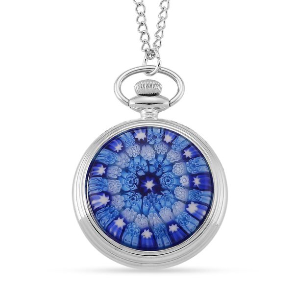 STRADA - Blaues Murano-Stil Glas Uhren 91.4 cm Eisen