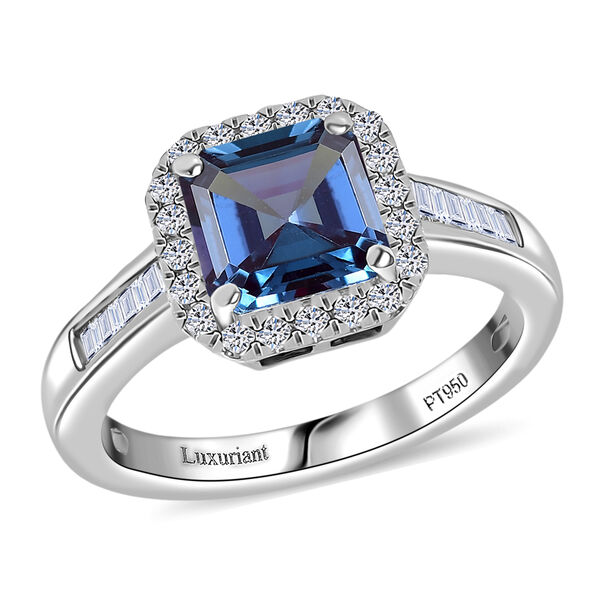 LUXURIANT AAA Labor Alexandrit und VS Labor Diamant Ring in 950 Platin - 2,30 ct. image number 4