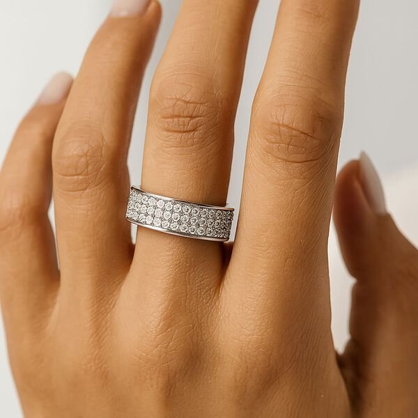 LUXURIANT SGL zertifizierter SI-GH Labor Diamant Ring, 925 Silber rhodiniert - 1 ct. image number 2