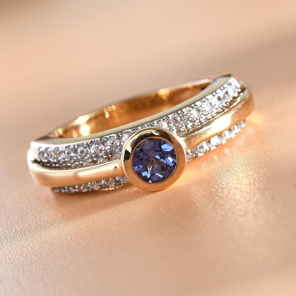 Tansanit und Zirkon Ring 925 Silber vergoldet  ca. 0,96 ct image number 2