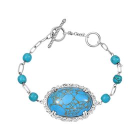 Blaues Türkis Armband, 16,5 cm - 35,09 ct.