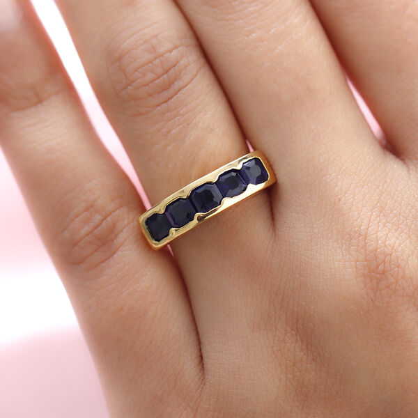 Masoala Saphir-Ring, (Fissure gefüllt), 925 Silber vergoldet image number 2