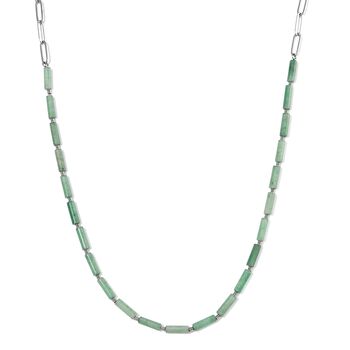 Gr&uuml;ner Aventurin Halskette ca. 50 cm + 5 cm Extender, 316L Edelstahl ca. 62.50 ct