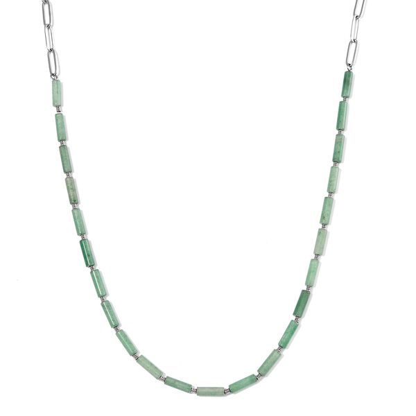 Gr&uuml;ner Aventurin Halskette ca. 50 cm + 5 cm Extender, 316L Edelstahl ca. 62.50 ct