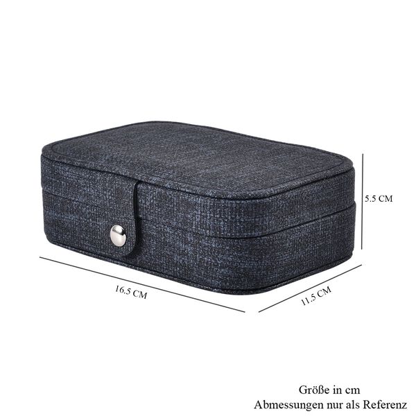 Schmuck Organizer aus naturfreundlichem Kunstleder mit Knopfverschluss, 16x11,5x5,5cm, Schwarz image number 7