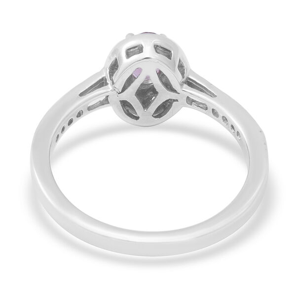 Rosa Turmalin und Zirkon Halo Ring 925 Silber Platin-Überzug image number 4