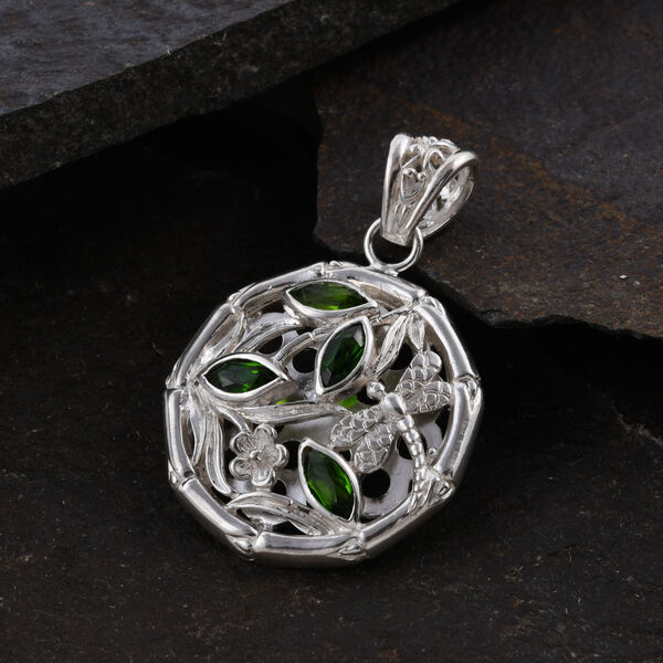 Royal Bali Kollektion - nat&uuml;rlicher Chromdiopsid-Anh&auml;nger, 925 Silber 1.2 (Gr&ouml;&szlig;e 20.00) ca. 1,20 ct image number 3