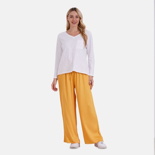 Locker geschnittene Damenhose mit Gummibund, Einheitsgröße, Gelb image number 0
