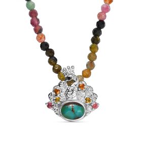 Sierra Nevada Türkis, Multi-Turmalin und schwarze Spinell-Anhänger mit 45cm Kette - 	37,90 ct.