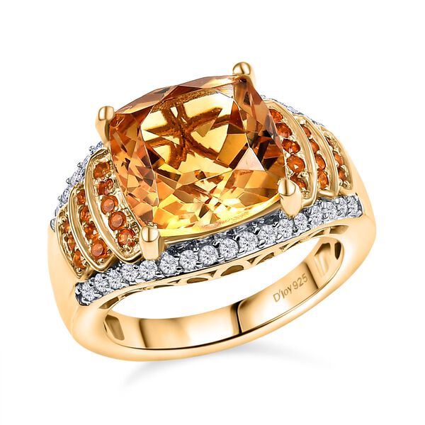 Djoy AA Serra Gaucha Citrin, Feueropal Ring 925 Silber 750 Gelbgold Vermeil (Größe 21.00) ca. 6.27 ct image number 4