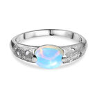 AA Natürlicher, äthiopischer Welo Opal, Moissanit Ring 925 Silber rhodiniert (Größe 21.00) ca. 1,35 ct