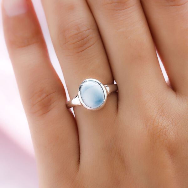 Larimar-Ring, 925 Silber platiniert  ca. 3,06 ct image number 3