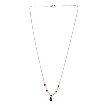 EVER TRUE Mosambik Granat Halskette ca. 50 cm Edelstahl Zweifarbige Beschichtung ca. 1,76 ct.