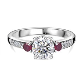 Moissanit und afrikanischer Rubin-Ring - 1,30 ct.