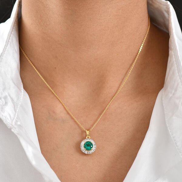 LUXURIANT AAA Labor kolumbianischer Smaragd und Labor Diamant Anh&auml;nger mit 50cm Kette - 1,98 ct. image number 2