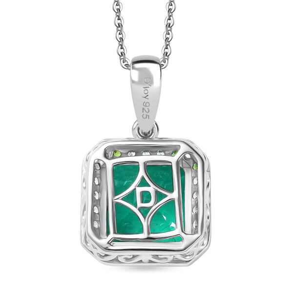 D'Joy AAA Smaragd-Quarz Triplette, Wei&szlig;er Zirkon Schmuckset ca. 45 cm 925 Silber rhodiniert ca. 5.64 ct image number 4