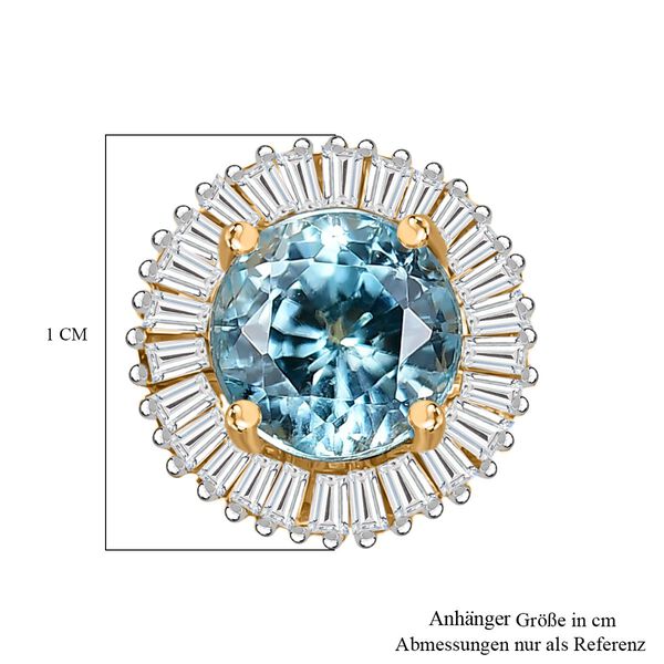 AAA blauer Zirkon und Diamant Anh&auml;nger in 585 Gold - 1,59 ct. image number 5