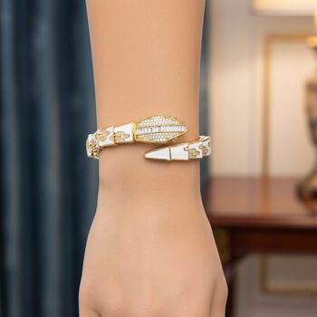 Wei&szlig;er Zirkonia Armreif ca. 19 cm Nickelfreies Messing emailliert