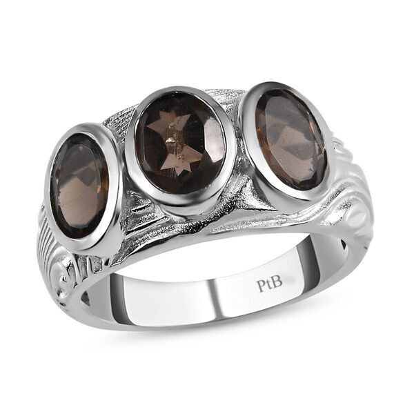 Rauchquarz Ring, Messing platiniert, ca. 2,14 ct image number 4