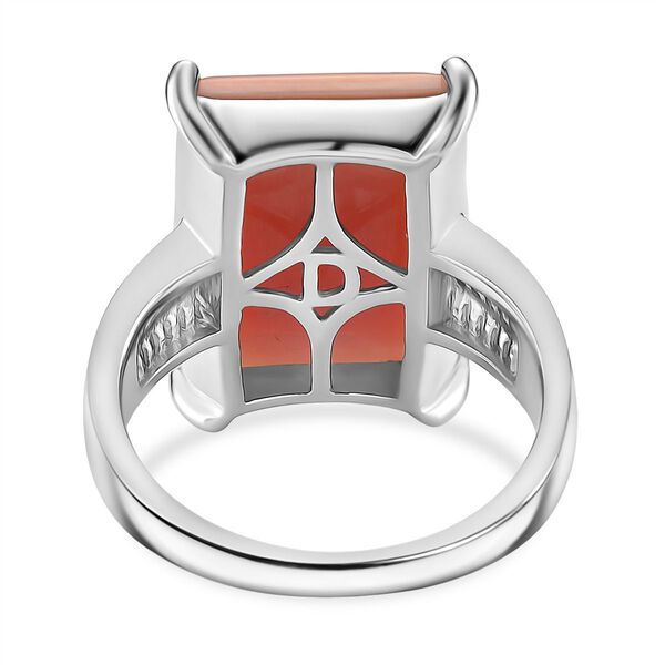 D'Joy Natürlicher Rosa Königsmuschel Perle, Moissanit Ring 925 Silber rhodiniert (Größe 16.00) image number 4