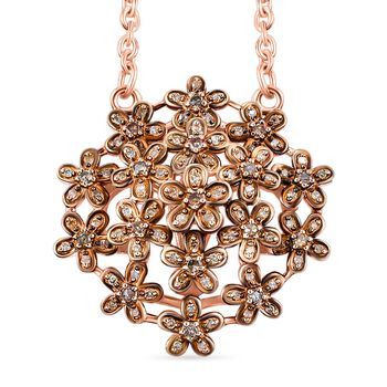 GP Italienischer Garten Kollektion - Nat&uuml;rlicher Champagner Diamant, Kanchanaburi Blauer Saphir Halskette ca. 45 cm 925 Silber 750 Ros&eacute;gold Vermeil ca. 0.51 ct