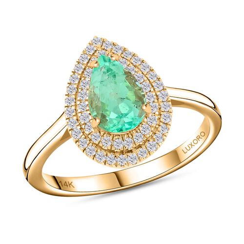 LUXORO AAA Kolumbianischer Smaragd und  Diamant Ring in 585 Gold - 1,50 ct. image number 0