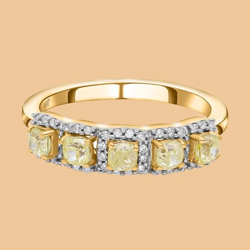 Natürlicher gelber und weißer Diamant-Ring, P1 SGL zertifiziert, 585 Gelbgold (Größe 20.00) ca. 1.00 ct image number 1