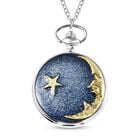 Strada - Taschenuhr im Mond und Stern Design, Japanisches Uhrwerk, silberfarben image number 0