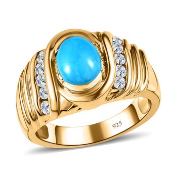 Amerikanischer nat&uuml;rlicher Sleeping Beauty T&uuml;rkis und Zirkon-Ring - 1,36 ct.