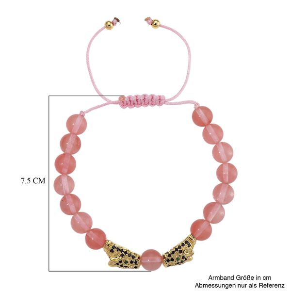 Kirsche Quarz, Schwarzer Zirkonia Armband, Flexibles, Messing Standard image number 5