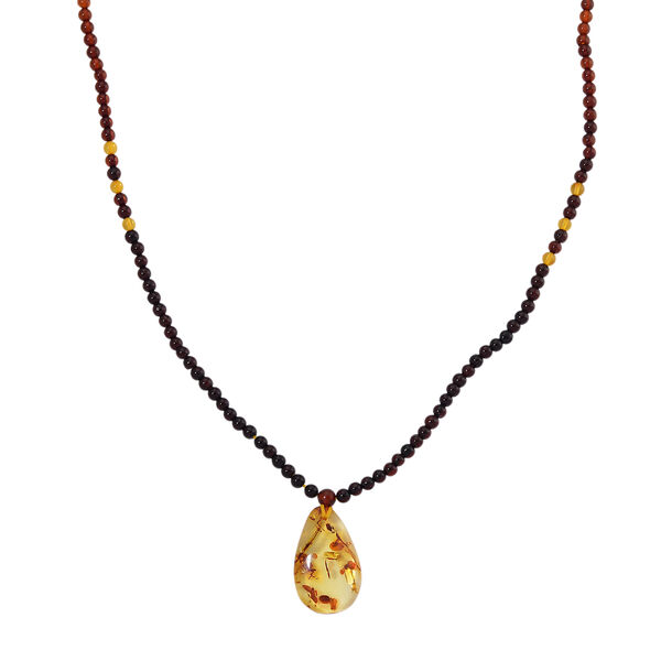 Bernstein Halskette ca. 55 cm + 5 cm Extender, 925 Silber Vergoldet (10-15 Werktage Lieferzeit)