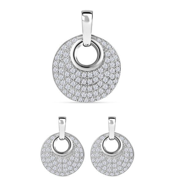 Wei&szlig;er Zirkonia Schmuckset 925 Silber rhodiniert image number 1