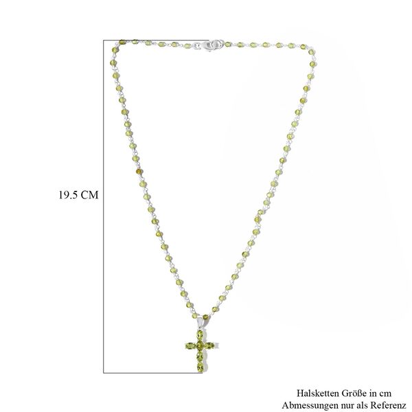 Nat&uuml;rliche Peridot-Kreuz-Anh&auml;nger-Halskette in Silber, 16,22 ct. image number 7