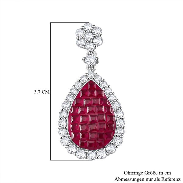 Rubin-Farbe und wei&szlig;e Zirkonia Ohrringe image number 6