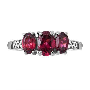 Rhodolith Granat-Ring, 925 Silber platiniert  ca. 2,09 ct