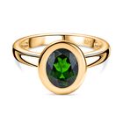 Natürlicher Chromdiopsid Ring 925 Silber 750 Gelbgold Vermeil (Größe 21.00) ca. 1,96 ct