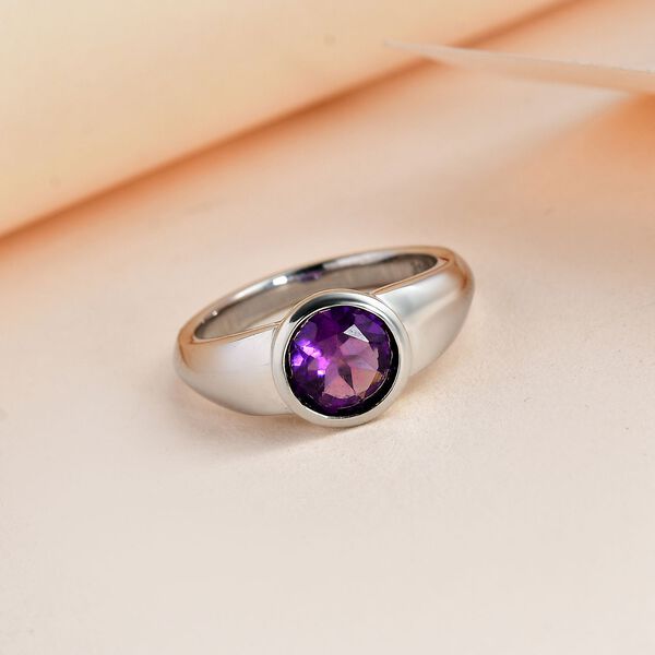 Afrikanischer Amethyst Ring 316L Edelstahl (Gr&ouml;&szlig;e 19.00) ca. 1.16 ct image number 2