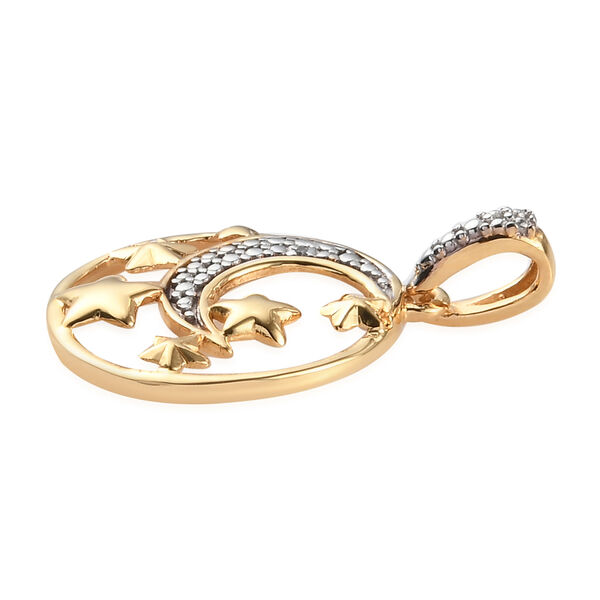 Diamant Mond und Stern Anh&auml;nger 925 Silber Gelbgold Vermeil image number 4