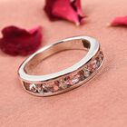 Rosa Turmalin und Zirkon Band Ring 925 Silber Platin-Überzug image number 1