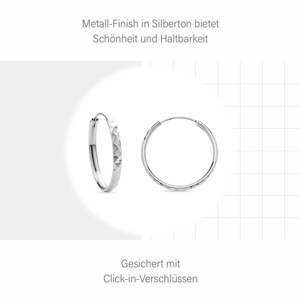 Classic Creolen in rhodiniertem Silber image number 8