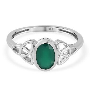 Gr&uuml;ner Onyx Ring 925 Silber platiniert (Gr&ouml;&szlig;e 16.00) ca. 0,81 ct