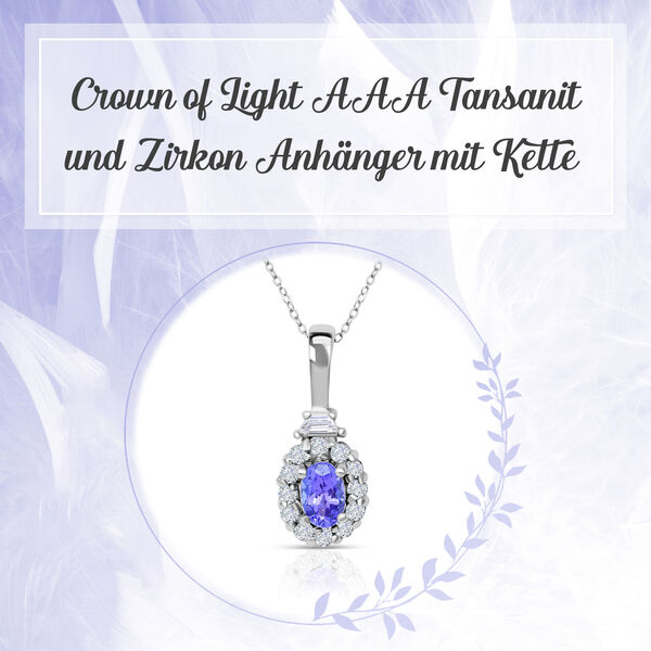 Crown of Light AAA Tansanit und Zirkon Anh&auml;nger mit Kette image number 7