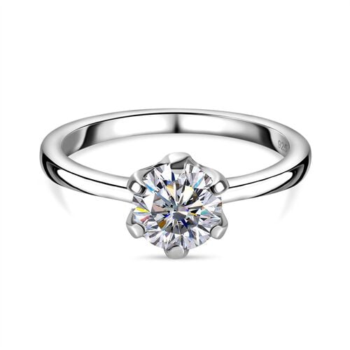Moissanit Ring, 925 Silber platiniert, ca. 0,93 ct image number 0