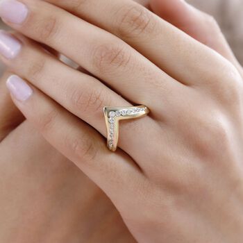 Moissanit Ring 925 Silber Gelbgold Vermeil (Gr&ouml;&szlig;e 18.00) ca. 0,55 ct