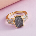 Meteorit und Zirkon Ring 925 Silber vergoldet  ca. 5,71 ct image number 1